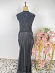 Black colour top with drape skirt