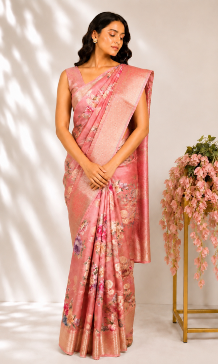 Peach colour silk saree
