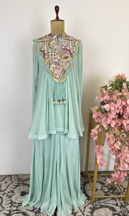 Sea green colour suit with sharara