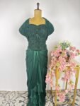 Bottle green colour drape skirt with corset