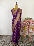 Purple colour georgette saree
