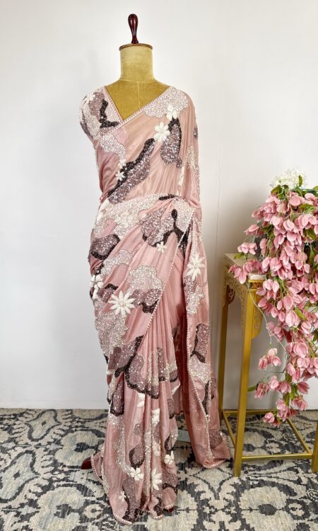 Peach colour saree