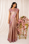 Rose pink colour banarasi tissue saree