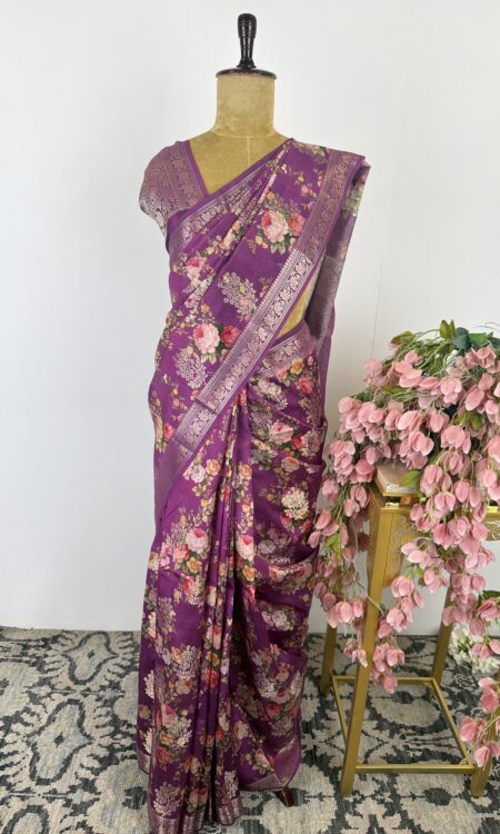 Purple colour silk saree