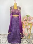 Purple colour corset and skirt with cape