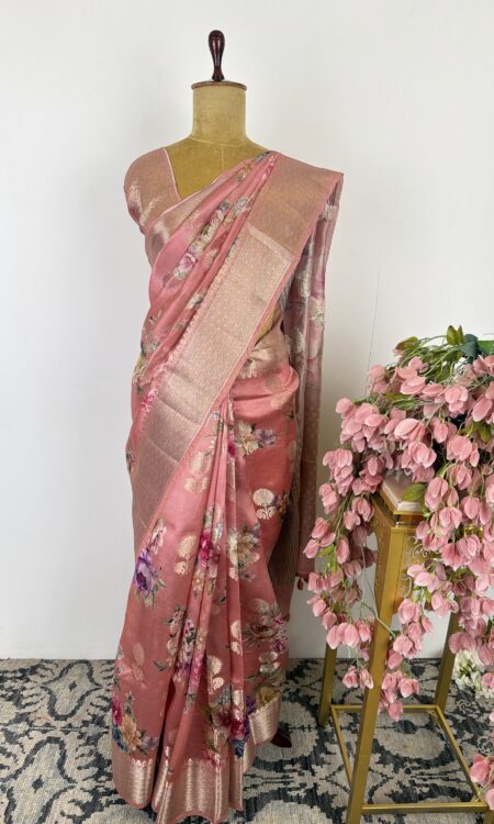 Peach colour silk saree