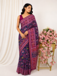 Purple colour single ikkat saree