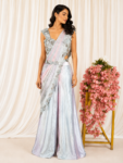 Ice Blue, Peach & Lavender Crush Tissue Drape Ensemble