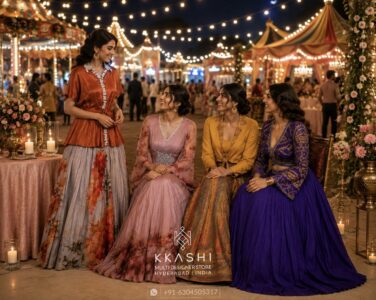Wine Rai Dhana Bandhej Lehenga | Zardosi & Sequin Embroidered Lehenga by KKASHI