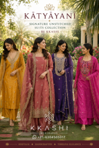 KĀTYĀYANĪ — Signature Unstitched Suits Collection by KKASHI | Organza Occasion Wear
