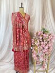Red Bandhani Shrinath Ji Saree with Meenakari & Gold Zari