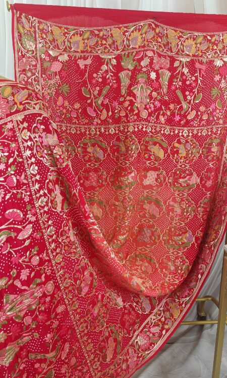 Red-orange Bandhani dupatta