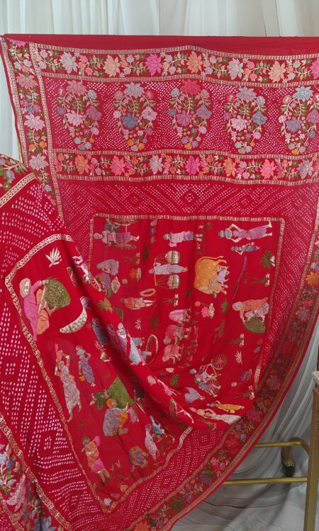 Red bandhani dupatta