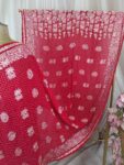 Red bandhani dupatta with parsi weaving