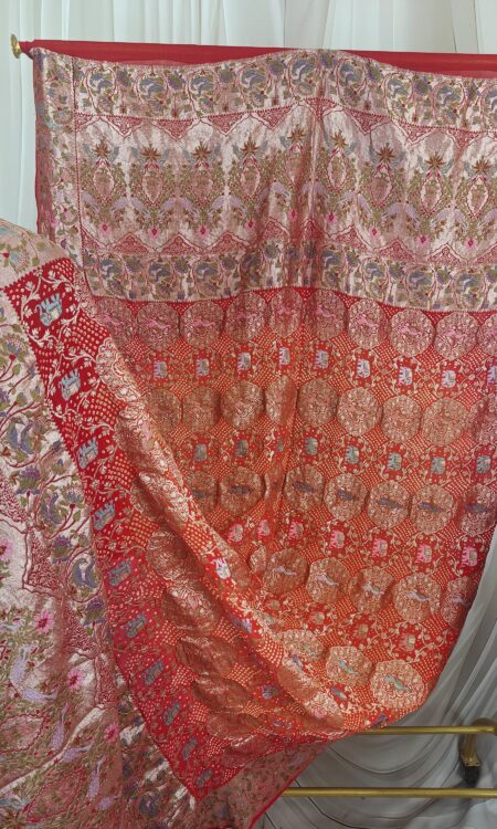 Red-orange bandhani dupatta