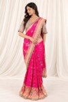 Pink color bandhani drape saree