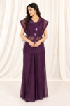 Wine Co-Ord Set with Embroidered Organza Jacket & Bustier