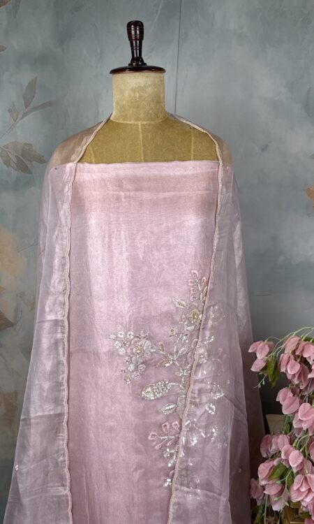 Blush Pink / Powder Pink — a soft, delicate pastel pink unstitched suit