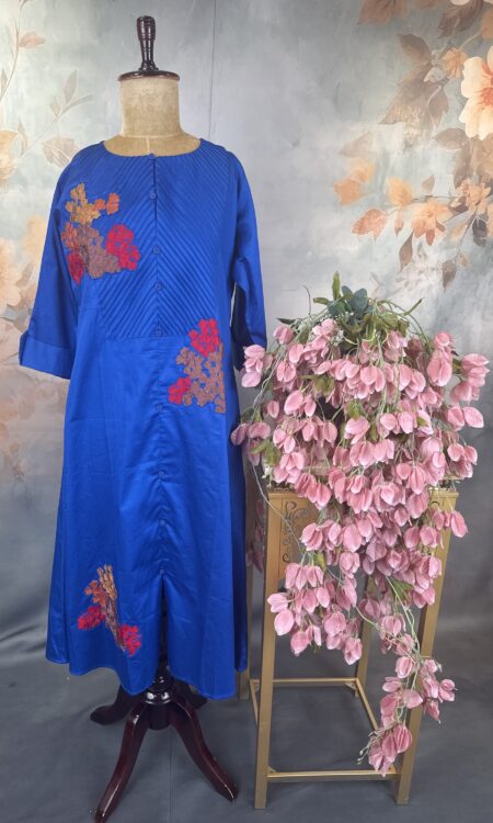 Floral blue elegance single kurta