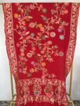 Red Bandhani Silk Dupatta with Floral Meenakari & Gold Zari