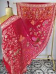 Red to Pink Bandhani Georgette Dupatta with Shrinath Ji