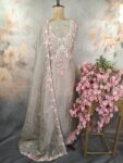 An elegant sage-grey organza unstitched suit