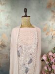 blush pink georgette unstitched suit with Lucknowi work
