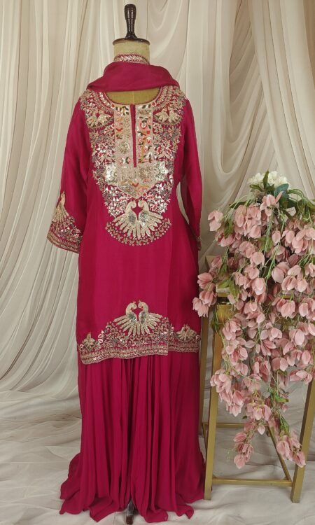 Hot Pink Organza Suit with Garara & Gota-Bordered Dupatta
