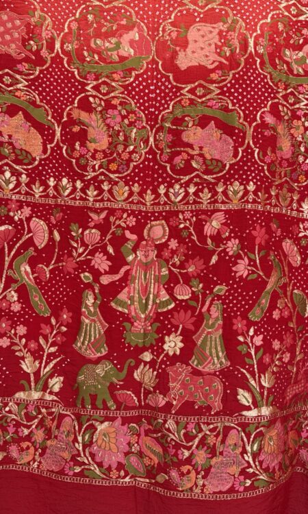 Shrinath Ji Dupatta with Pichwai Motifs & Meenakari Zari Work