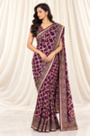 Jamun Bandhani Saree with raja rani concept and birds motifs