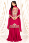 Hot Pink Organza Suit with Garara & Gota-Bordered Dupatta