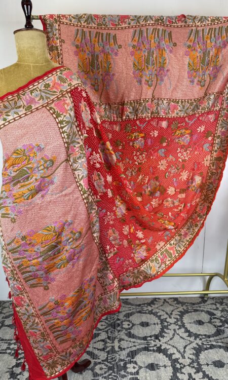 Piliya Bandhani Dupatta with Ramayan Concept