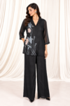 Black Co-Ord Set with Floral Embroidered Organza Jacket