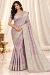 Light Pastel Pink Pure Banarasi Tissue Saree with Gold Zari