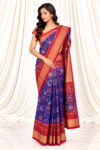 Royal Blue Single Ikkat Patola Silk Saree with Animal & Bird Motifs