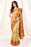 Gold Kanchi Tissue Saree with Paithani-Inspired Floral Border