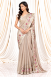 Silver & Gold Tissue Saree with Paithani Border & Floral Motifs