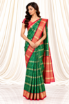 Green Single Ikkat Patola Saree with Elephant & Floral Motifs