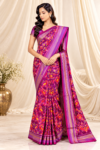 Violet Ikkat Saree with Yellow & Red Bird Motifs 1 bb850f2f-8380-4dca-8cae-abd53506b637