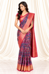 Single Ikkat Patola Saree with Gold Zari Border