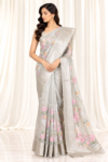 Silver Tissue Saree with Floral Jaal & Silver Zari Border 1 c1150756-902a-4824-97fd-44a5c71f9940