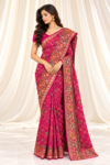 Pink Pure Bandhani Saree with Multicolour Floral Motifs & Gold Weaving 1 c3cdfbdf-0457-42d8-a492-6fdccab5de27-4