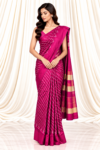 Pink Single Ikkat Saree with Plain Border