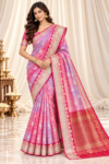 Pastel Pink & Lilac Banarasi Tissue Saree with Red Border 1 dd7966b0-9abb-4a93-8f5c-9cd1e1eff345