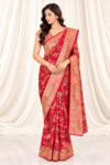 Red Bandhani Georgette Saree with Village Meenakari & Gold Zari