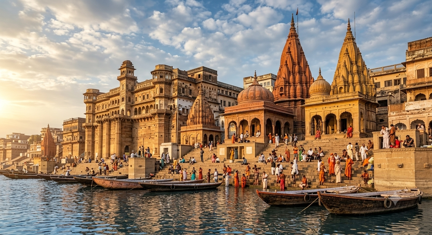 Varanasi ghats at sunset